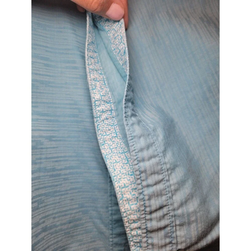 Robert Graham Short Sleeve Turquoise Blue Geometric Pattern Men's 2XL